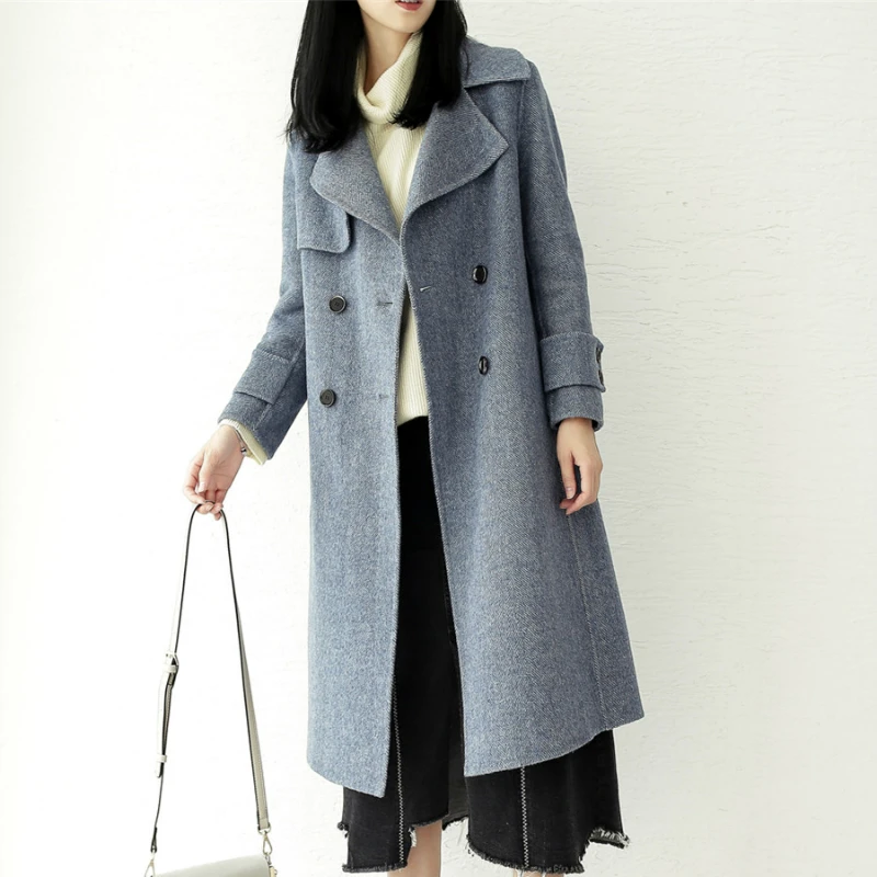 Winter Woman Coats Long Wool Coat Female Autumn Spring Woolen Overcoat Double Breasted Jackets Elegant Clothes LWL9328 | Женская одежда