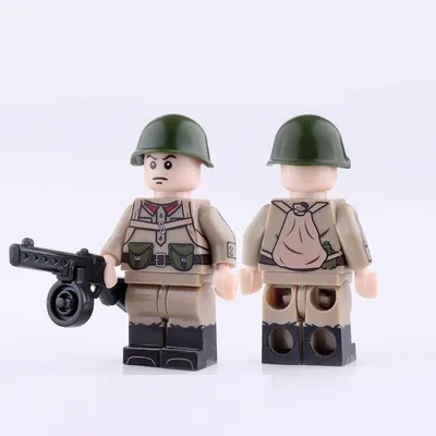 Синий WW2 советские солдаты пистолет мини фигурки части военного оружия аксессуары playmobil город кирпичи строительный блок оригинальные игрушки - Цвет: Синий