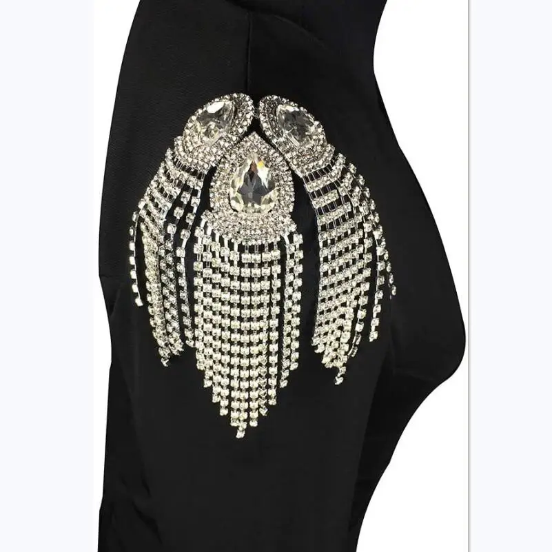 

Нашивка Стразы с кристаллами в форме капли воды, аппликация с кисточкой, эполет, модные украшения на плечо, тканевые аксессуары, броши «сдел...