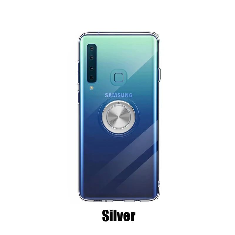 Кронштейн чехол s для samsung Galaxy A9 Pro роскошный Магнитный Автомобильный держатель Подставка прозрачный силиконовый чехол для samsung A9 Pro чехол - Цвет: silver