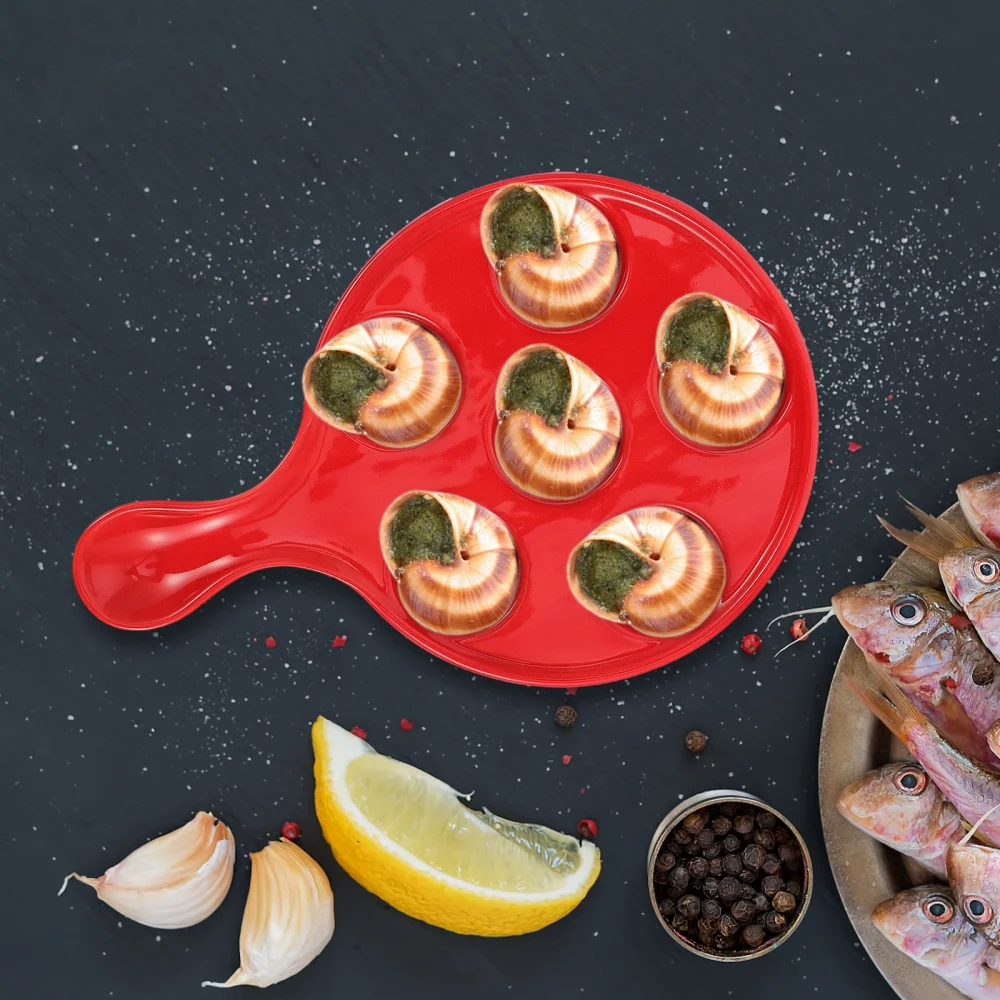 

Seafood Dish Snail Plate Compartment Escargot Conch Plate Food Baking Plate