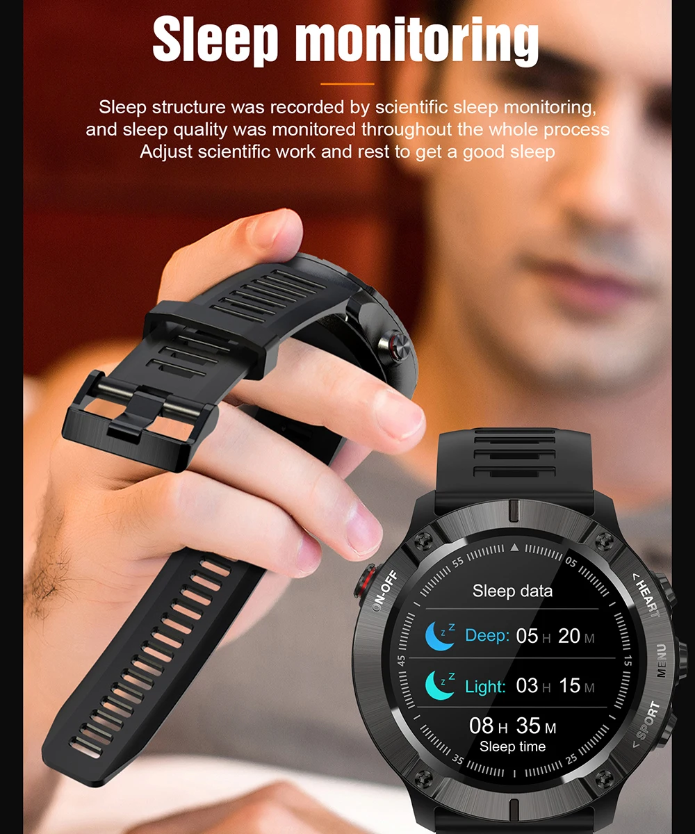 

Smart Watch Men IP68 Waterproof Support HR/BP Bluetooth5.0 SMS WhatsApp Reminder Multiple Sports Mode Fitness Tracker Smartwatch