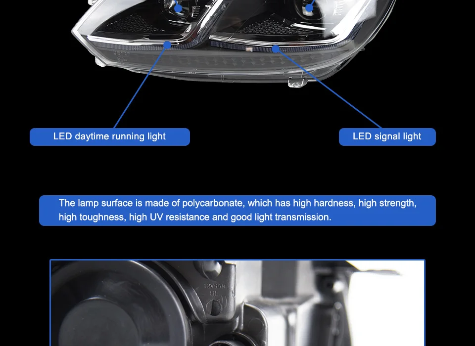 Головной фонарь для VW golf 6 MK6 2009-2013 golf 6, головной светильник s, противотуманный светильник, дневные ходовые огни, DRL H7 светодиодный Биксеноновая лампа, автомобильные аксессуары