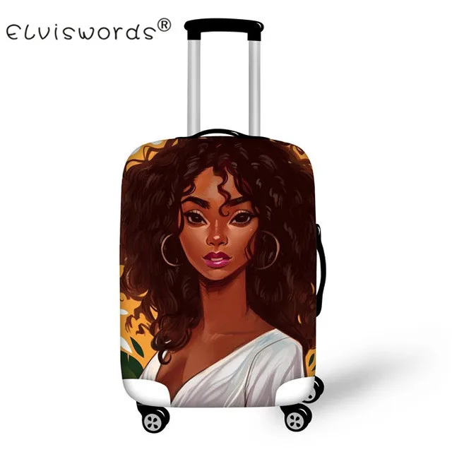 ELVISWORDS Black Girl Magic Afro Lady дорожный защитный чехол на чемодан для 18-30 дюймов аксессуары для путешествий Чехол - Цвет: YQ3828