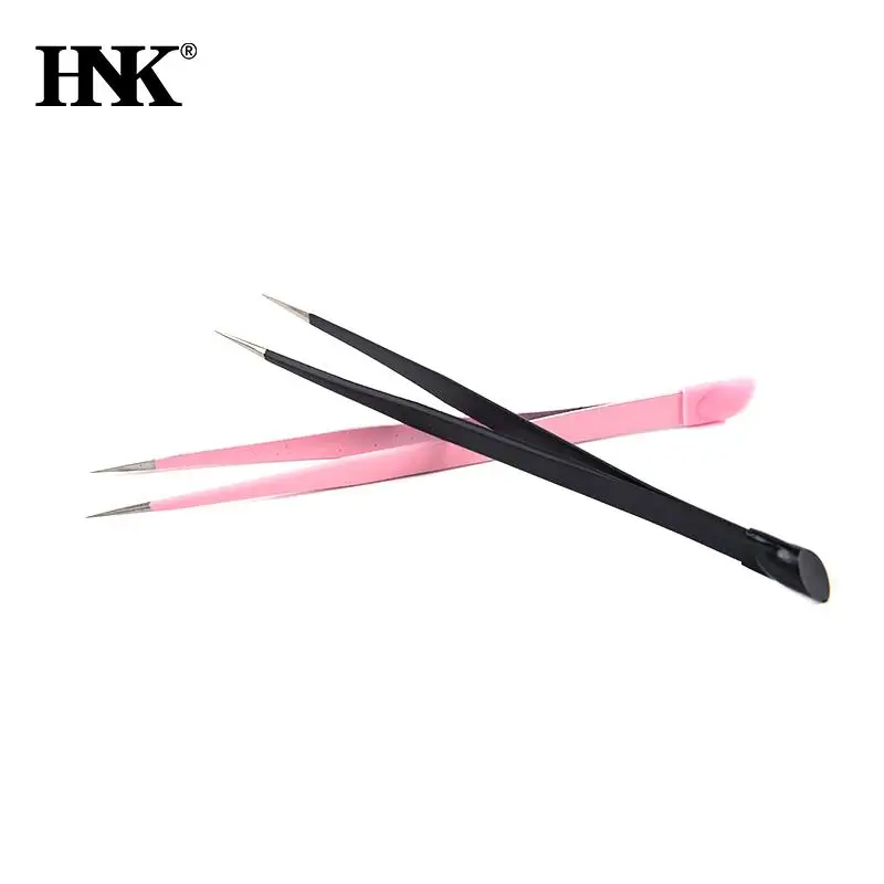 

1pc 2 Heads Straight Nail Tweezers With Silicone Pressing Head For 3D Sticker Rhinestones Water Sticker Picker Metal Nails Tools