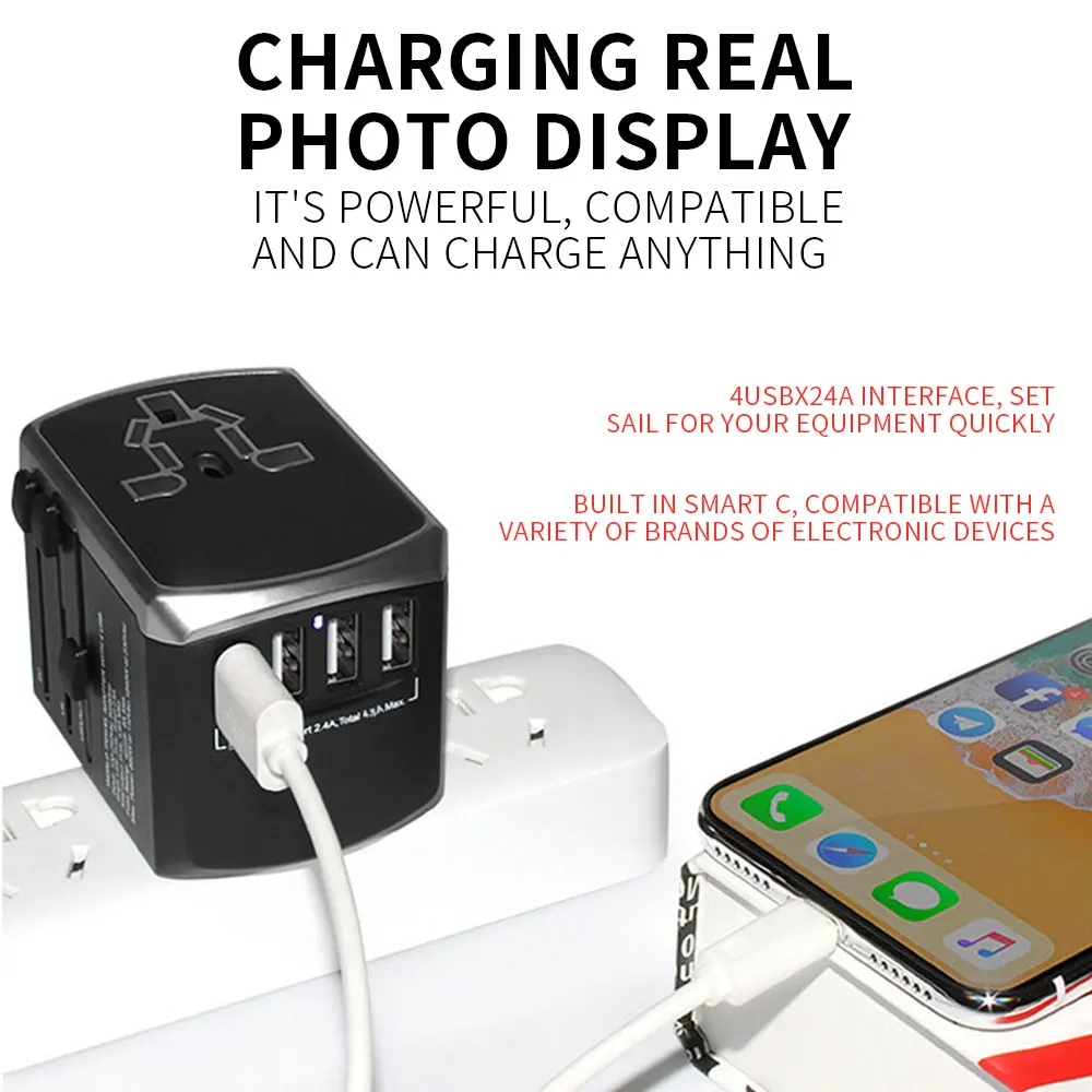 Универсальный адаптер питания для путешествий по всему миру Международный с