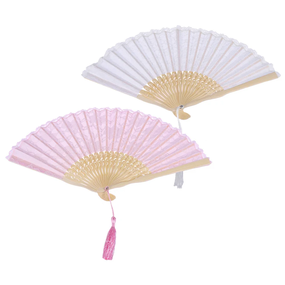 

Bamboo Vintage Fan Elegant Handheld Chinese Folding Fan Lace Hand Fans (White)