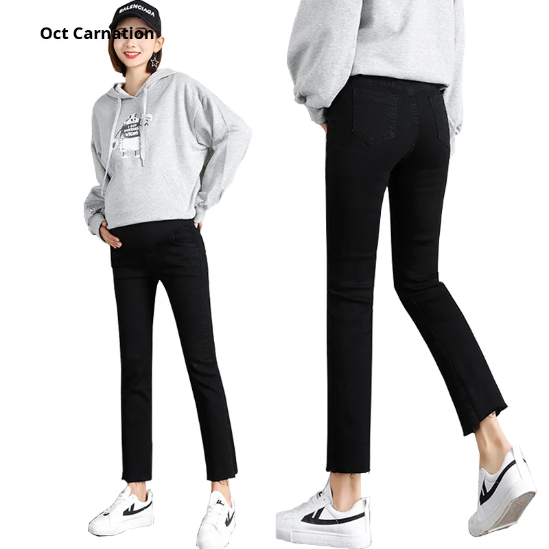 Обтягивающие брюки до щиколотки джинсы для беременных Одежда 4 цвета 0260|Джинсы| |