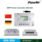 Контроллер заряда солнечной батареи MPPT, 60 А, 80 А, 12 В, 24 В, автоматический регулятор заряда батарей для солнечных батарей с ЖК-дисплеем, максимальный вход 50 в