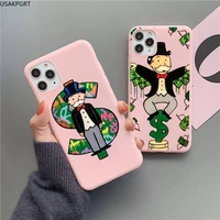 popular game monopoly phone case for iphone 12 11 pro max mini xs 8 7 6 6s plus x se 2020 xr matte candy pink silicone cover