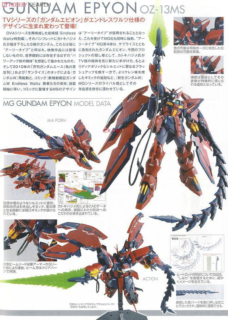 BANDAI MG 1/100 мобильный отчет Гандам крыло OZ-13MS Гандам Epyon EW фигурка детей собранная игрушка подарок