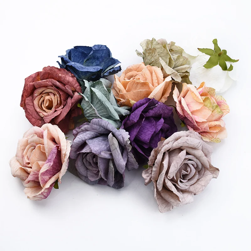 

100PCS 9cm roses head wedding bridal accessories clearance Christmas decorative flowers home decor artificial flowers wholesale