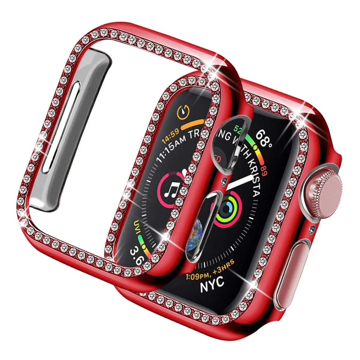 Красный Чехол со стразами для apple watch Series 4 5 40 мм/44 мм iWatch, защитный чехол для экрана, чехол для apple Watch 38 мм/42 мм - Цвет: Красный