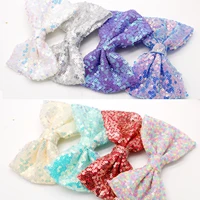 15 Colors 45 Inches Party Festival Bling Sparke Sequins Hair Bows Alligator Clips for Baby Girls Kids