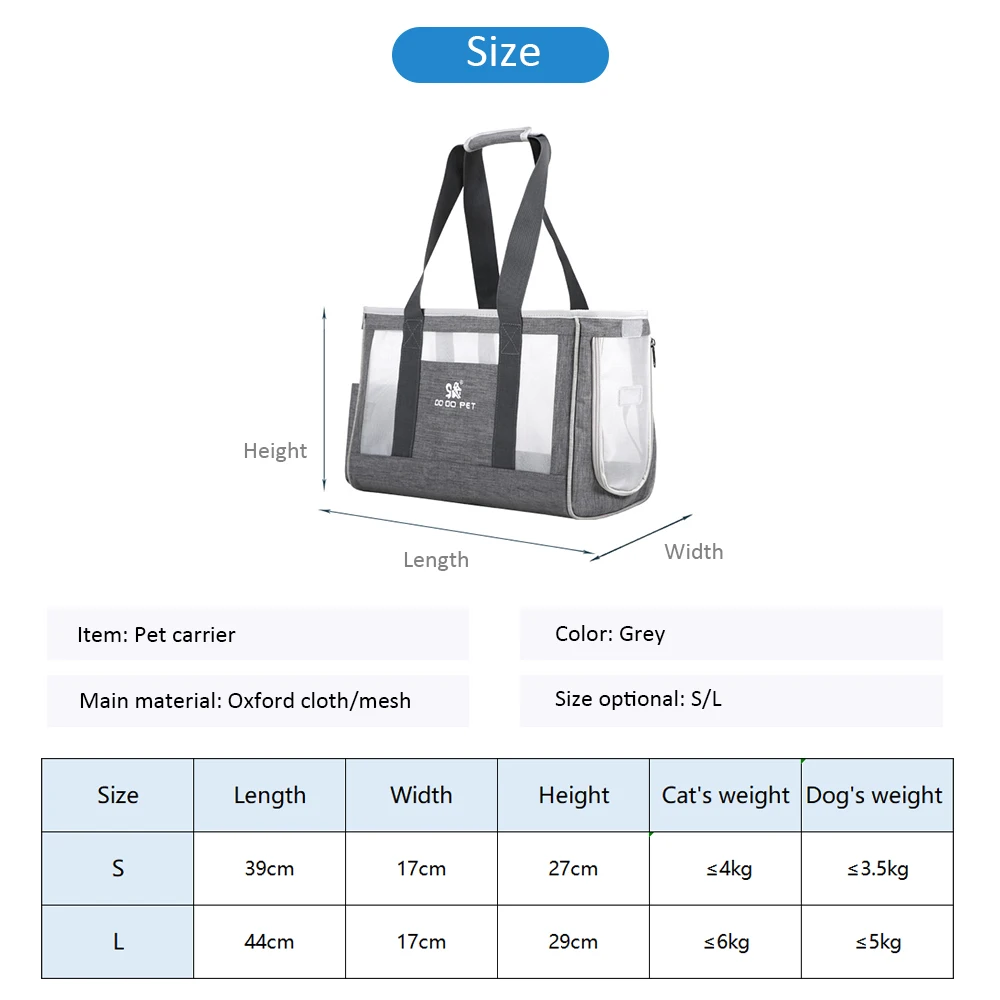 

Pet Carrier Bag Dog Cat Bag Mesh Breathable Nylon Accessories Supplies Profession Products Outdoor Travel Bags Pet Backpack
