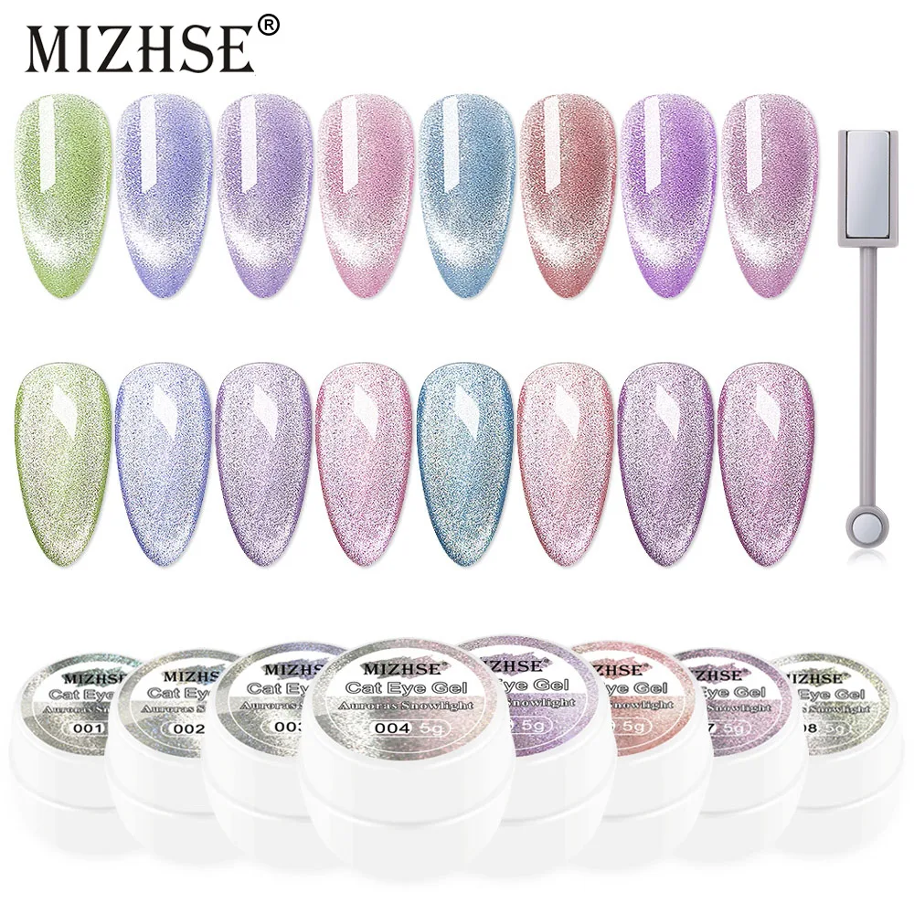 

MIZHSE 8 шт. солнцезащитные очки "кошачий глаз", гель, лак для ногтей, 5 мл кошачий глаз, семиперманентный эмаль замочить от УФ-гель Лаки для Маник...