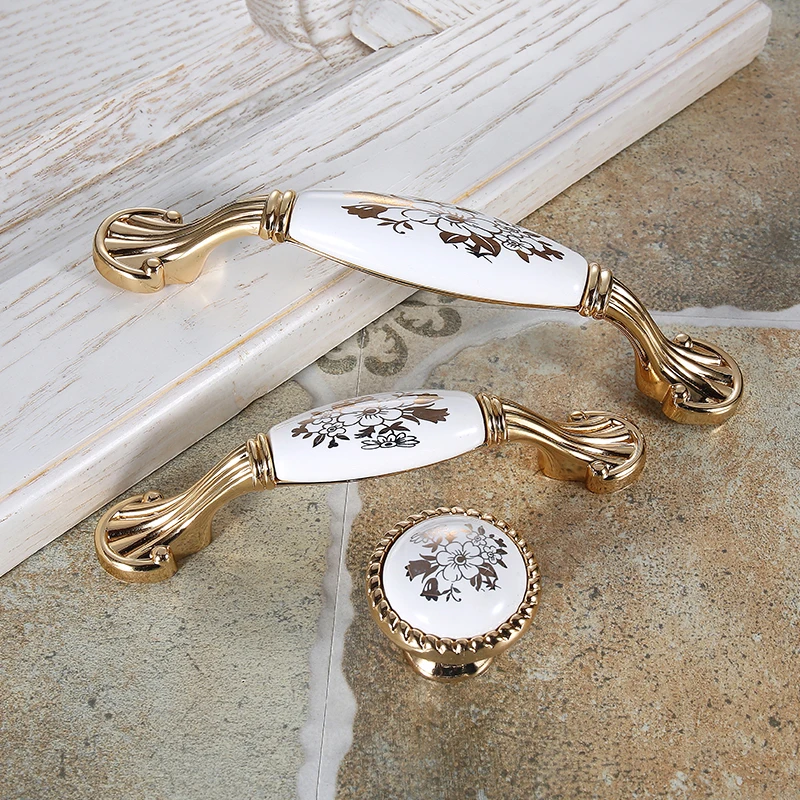 WV Европейская печатная керамическая ручка современного шкафа ручки для дверей