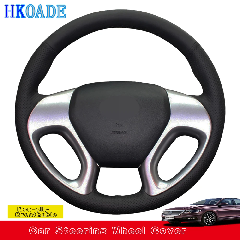 

Customize DIY Genuine Leather Car Steering Wheel Cover For Hyundai ix35 Tucson 2 2011 2012 2013 2014 2015 Car Interior