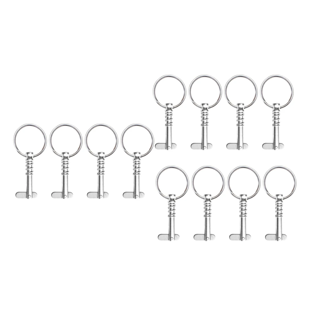

12pcs Marine Boat Bimini Top Hinge Quick Release Spring Pins 1/4" With Rings
