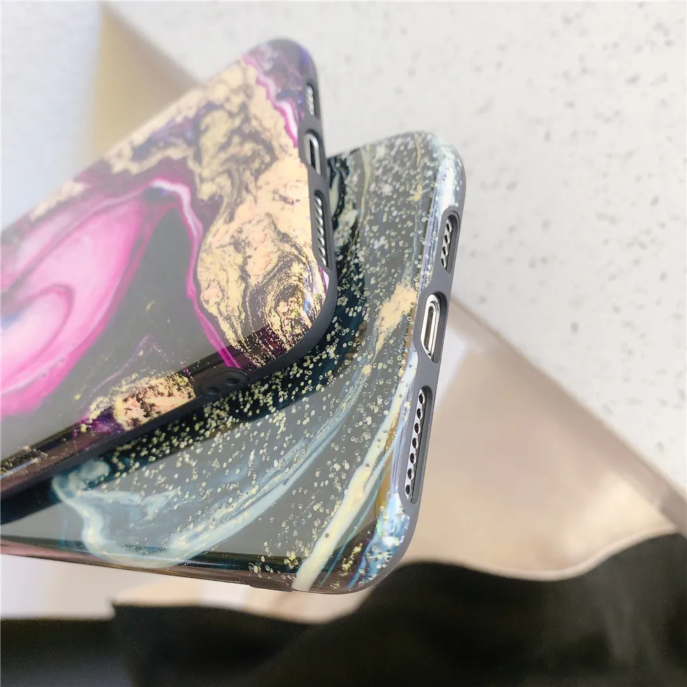 Глянцевый чехол ELALA с кристаллами и мрамором для iPhone 11Pro XR XS Max iphone X 7 6s 8Plus