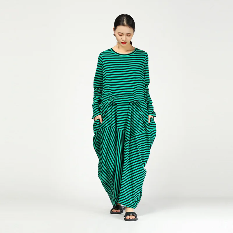 Z-ZOUX женское платье с длинным рукавом свободное ассиметричное в полоску длинные