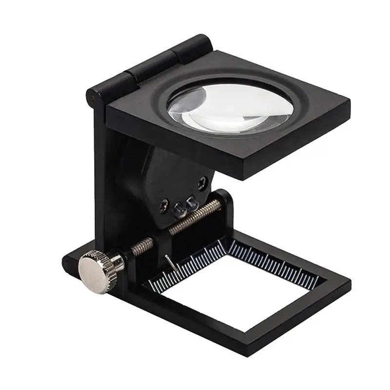 

10X Table Pocket Magnifier with 2LED Light Optical Glass Folding Illuminate Magnifier Glass for Cloth Textile Fabrics Inspection
