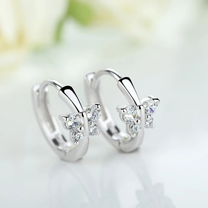 

Детские серьги принцессы из настоящего серебра 925 пробы с бабочкой из циркония для девочек и женщин Красивые серьги Aros Huggies ювелирные издели...