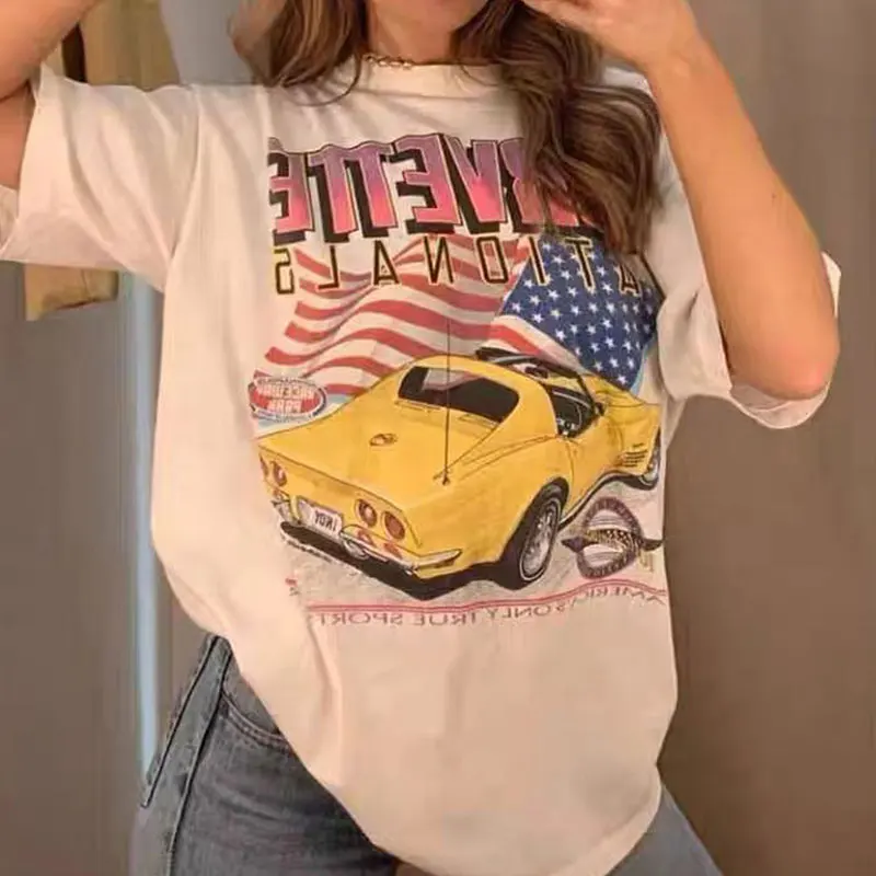 

sunfiz YF DreamCar T Shirt Casual Short Sleeve Black T-shirts Cute Tees Long Graphic Tops Womens Tees Tops Female Summer Tees