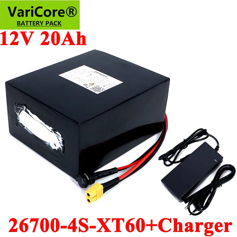 

VariCore 12V 20Ah 4S5P 26700 Lifepo4 Battery Pack with 4s 20A Maximum 60A Balanced BMS for Electric Boat E-bike 12.8V Lawn mower