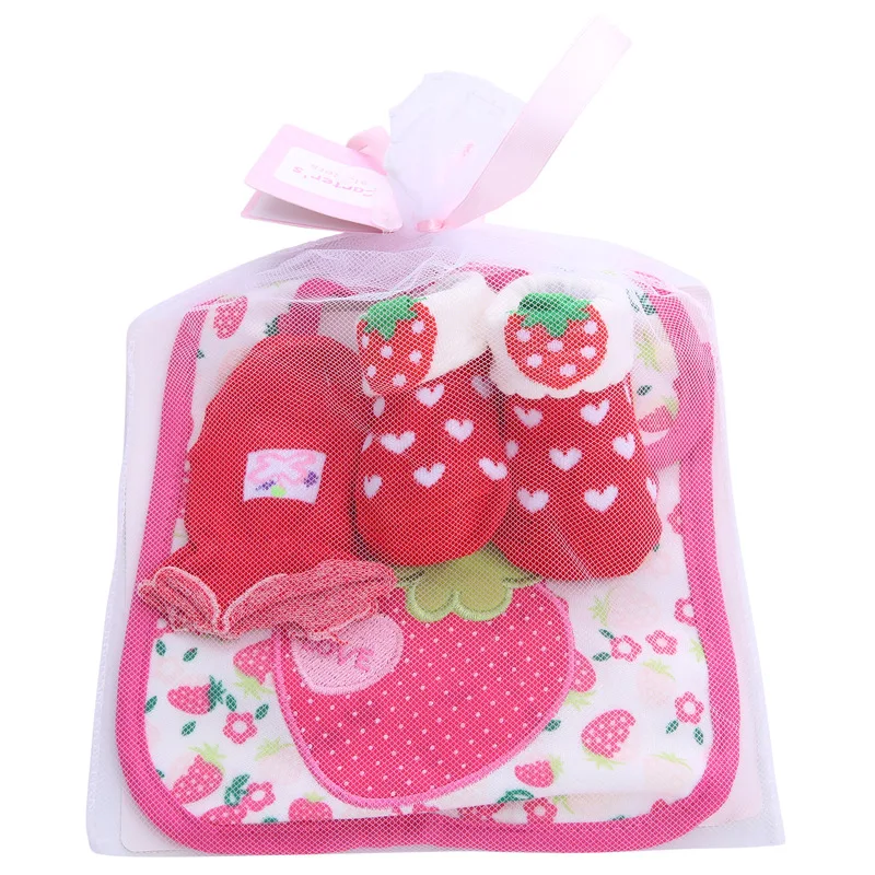 3Pcs Baby Cotton Bibs Towel Socks Sets Newborn Kids Burp Cloths+Socks +Anti-scratch Gloves Boys Girls Christmas Birthday Gift | Детская