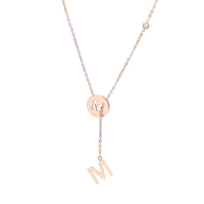

JIOROMY Korean Necklace For Women Stainless Steel Letter M Pendant Jewelry Hollow Double M Girl Gifts Chokers Necklaces