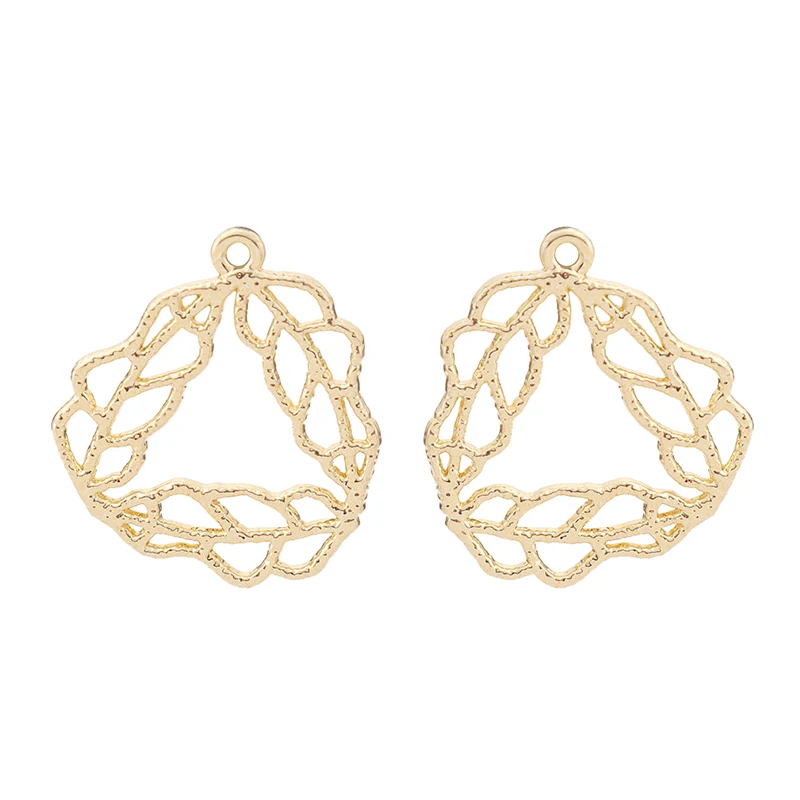 

10 x Gold Tone Geometric Triangle Hollow Filigree Charms for DIY Earrings Jewelry Accessories 26x22mm
