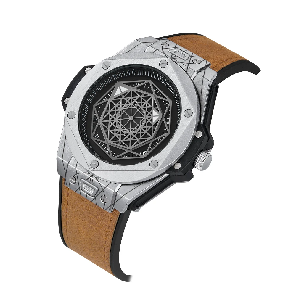 Кварцевые мужские часы Cagarny Роскошные военные наручные с большим циферблатом для