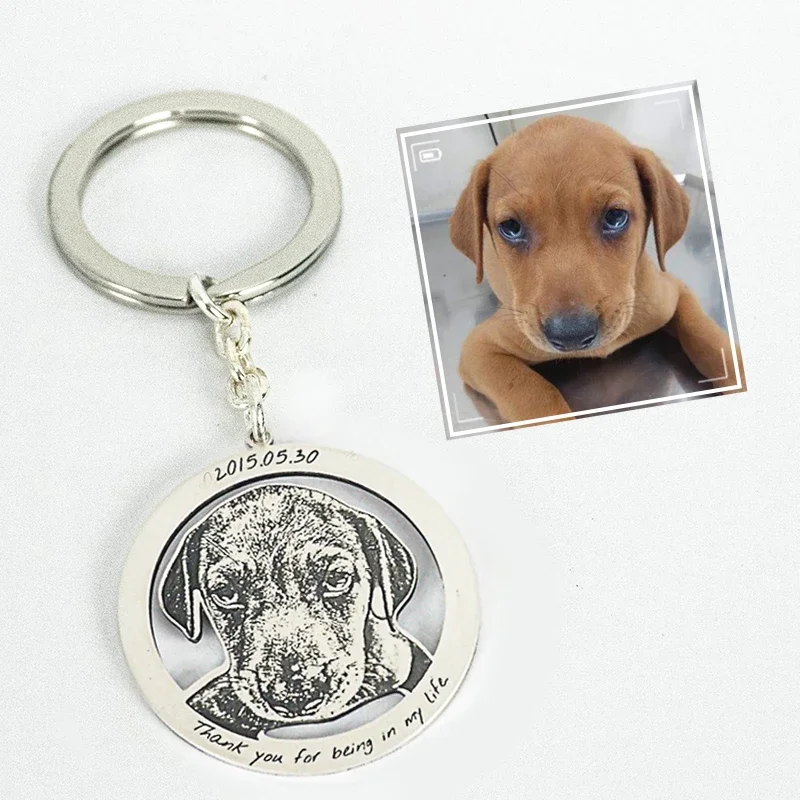 Брелки на заказ в виде животных кошек 925 серебро для женщин выдолбленный круг