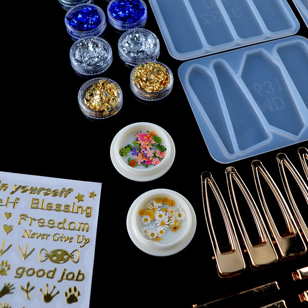 Шпилька для волос полимерная форма блестящий золотой лист брикет инструменты