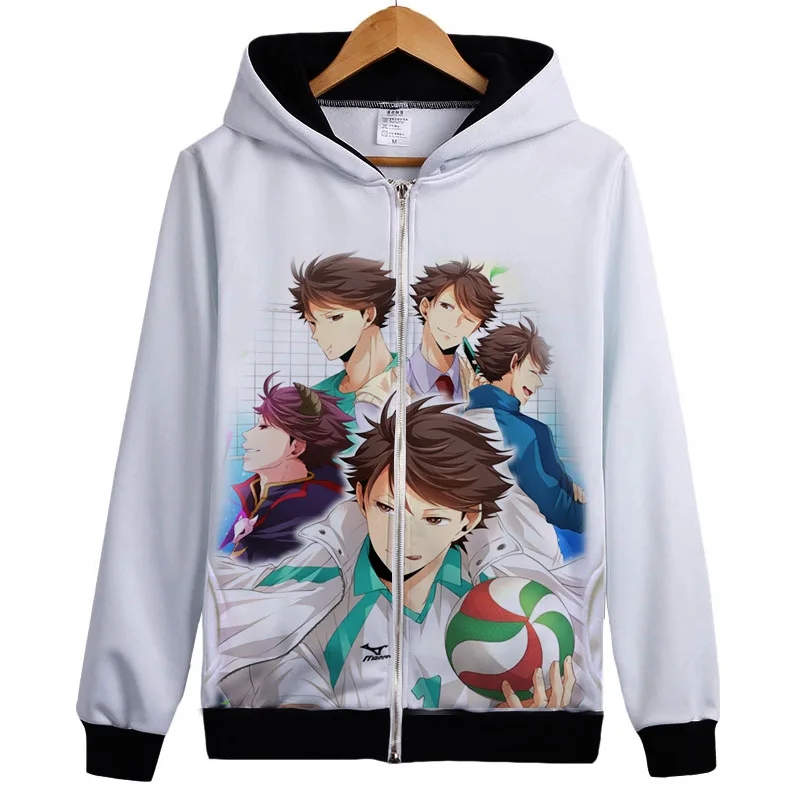 

Anime Haikyuu Hoodie Haikyuu!! Kageyama Tobio Hinata Syouyou Hoody Coat Jacket Men's Sweatshirts With Zipper Thin Fleece
