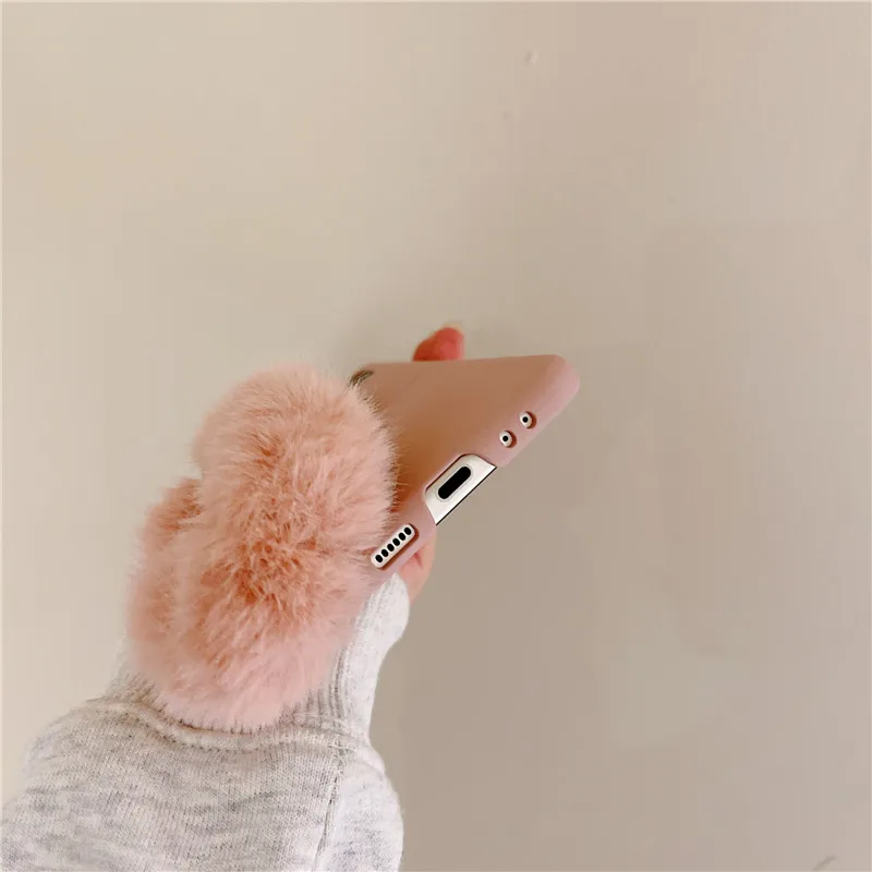 Phone Cases For Samsung Galaxy Z Flip 3 Case Cute Furry Fur Rabbit Ears Matte Cover Case For Samsung Galaxy Z Flip3 ZFlip3 5G