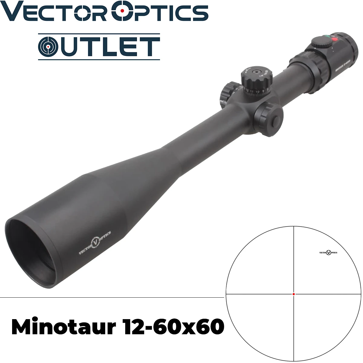 Векторная оптика Minotaur 12 60x60 Riflescope тонкая травленная сетка 1/8 MOA боковая