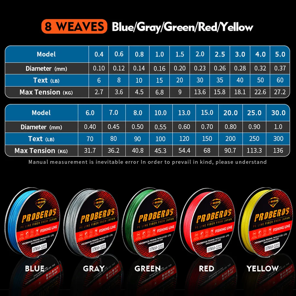 8 Strands of New 137 Meters Dali Horse 5 Colors PE Line 0.8#/10LB-10#/100LB Braided PE Fishing Line