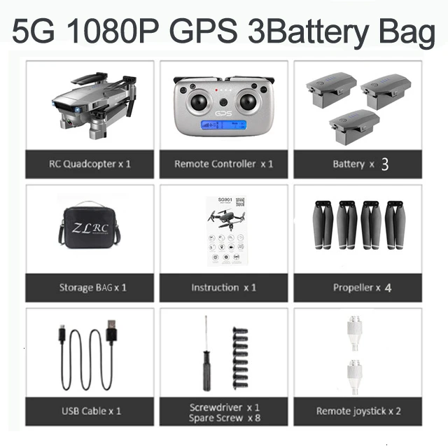 5G 1080P GPS 3B BAG ZLRC SG907 RC gps Дрон с 5G WiFi 90 ° Электрическая регулировка 4K камера следуем за мной Квадрокоптер складной Квадрокоптер VS S167 E520S - Цвет: 5G 1080P GPS 3B BAG