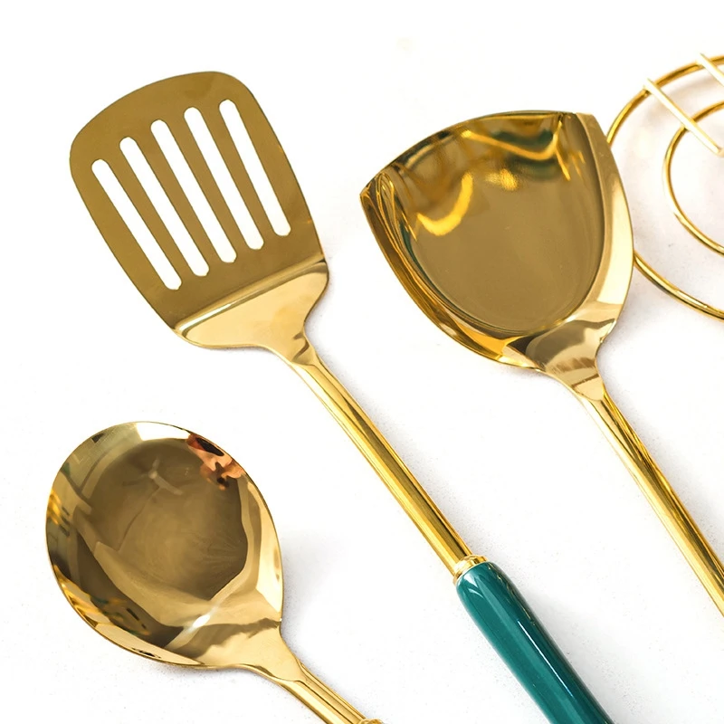 

Kitchen Cooking Tool Heat-Resistant Cookware Stainless Steel Spoon Spatula Ceramic Handle