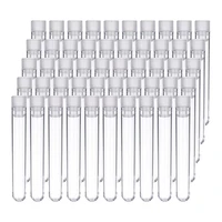 100pcs 12x100mm transparent laboratory clear plastic test tubes vials with push caps school lab supplies