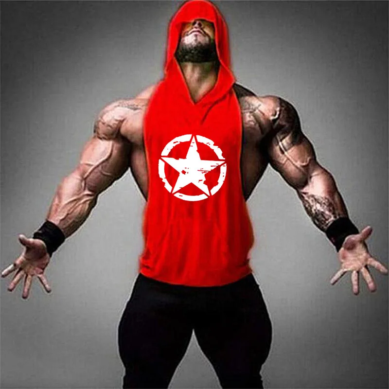 Безрукавка для бодибилдинга, мужская майка для тренажерного зала, Стрингер, майка для фитнеса, Мужская одежда для спортзала, хлопковый жилет с капюшоном