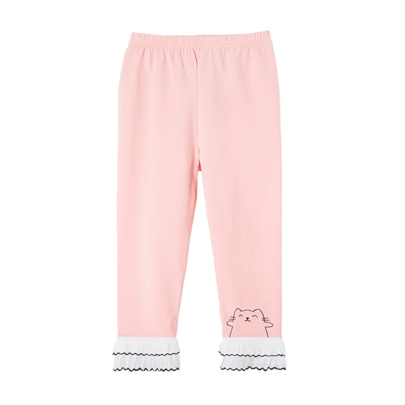 

Spring 2021 New Legging For Girls Double-layer Mesh Lace Stitching Cartoon Cat Pants 3 To 8 Years Children's Summer Pants