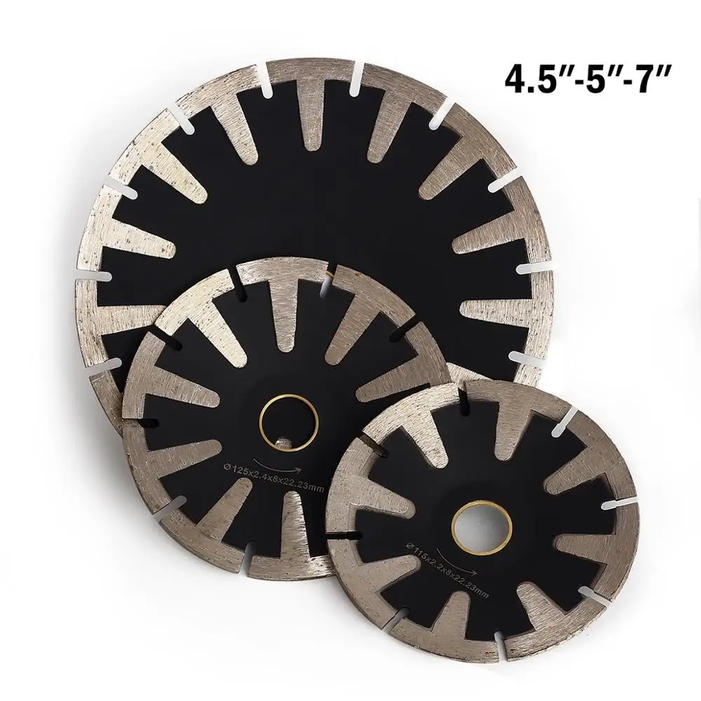 115mm/125mm/180mm Diamond Granite Blade Concave Curved Disc Diamond Saw Blade T-Segmented Turbo Rim Cutting Disc
