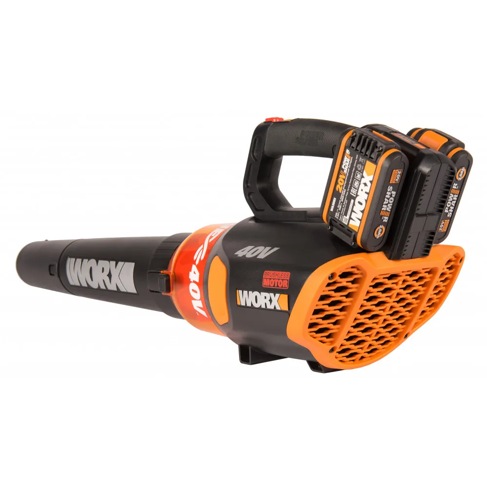 Воздуходувка аккумуляторная WORX WG584E бесщеточная 145км/ч 40В АКБ x2 2А*ч двойное ЗУ 2x2A