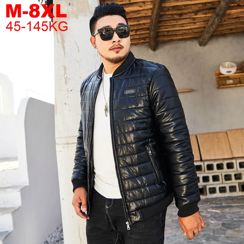 Jackets Winter Men Leather Pilot Jacket Men's Coats Oversized Japanese Streetwear Thick Leather Coat Male Big Size 6xl 7xl 8xl