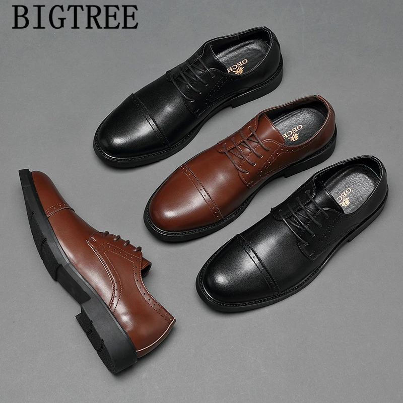 Итальянская мужская офисная обувь Обувь с перфорацией типа броги Мужская
