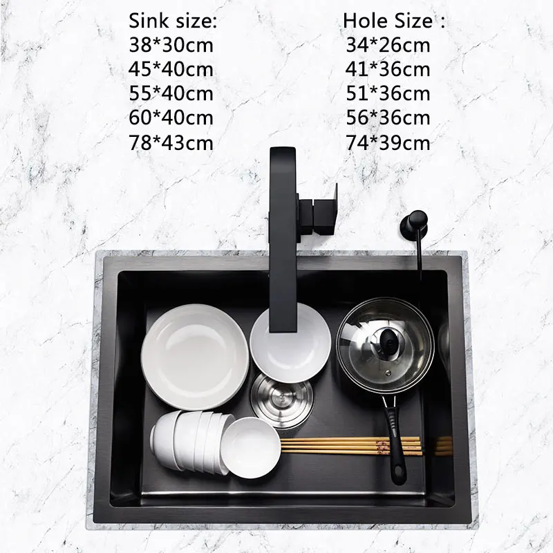 black sink udermount or above counter kitchen vegetable washing basin stainless steel single bowl sinks pia | Обустройство дома