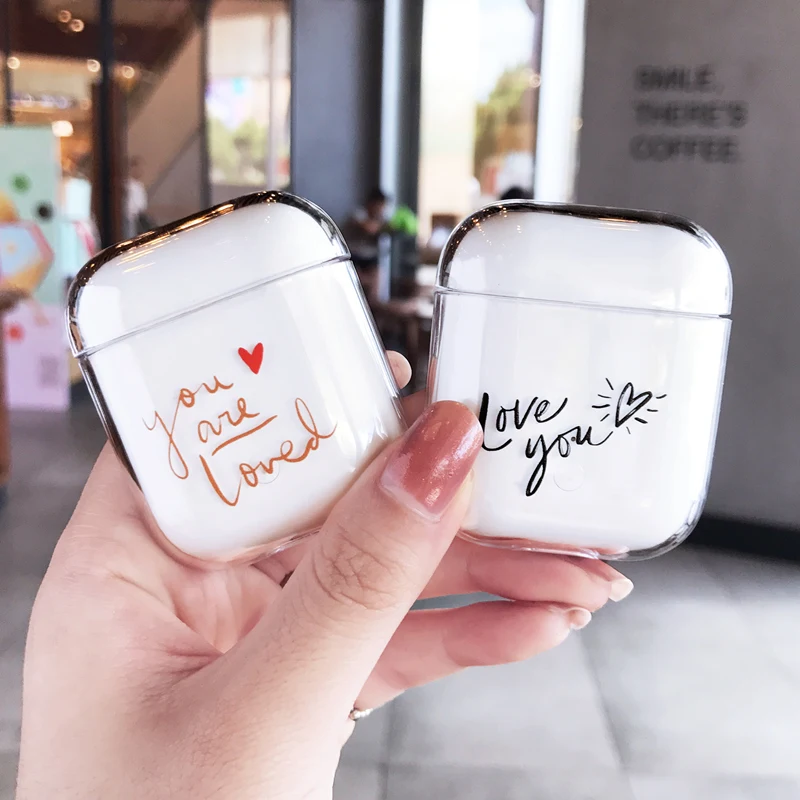 Cute Lovely Case For Apple airpods case Cartoon Bluetooth Earphone Protective Airpod 1/ 2 Fashion letter Hard | Электроника